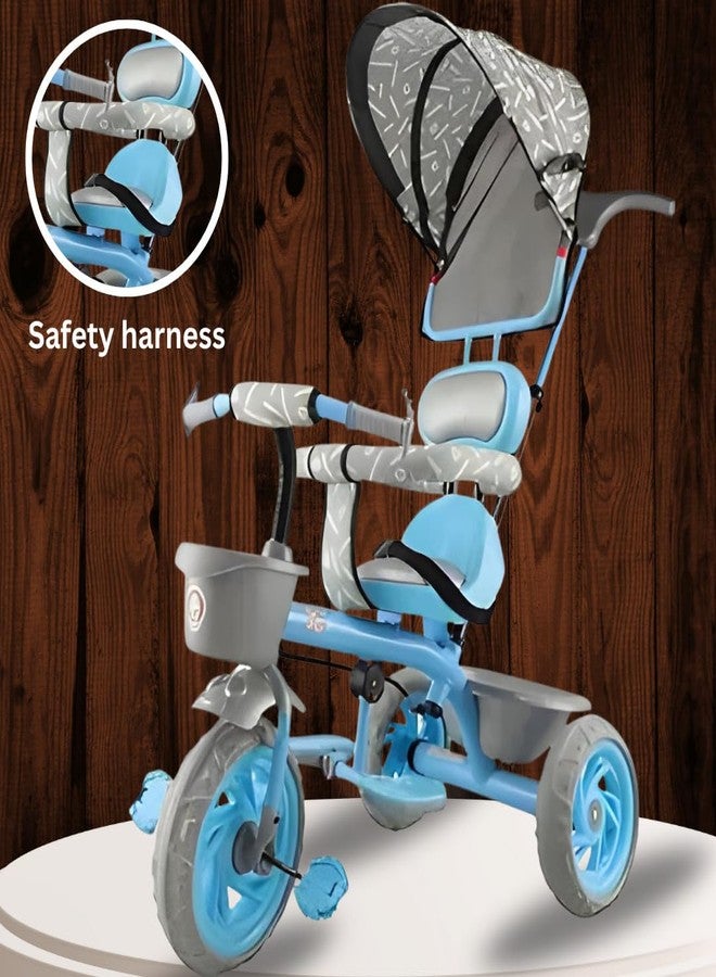 Maanit Kids Tricycle with Canopy, Dual Storage Basket & Parental Handle Control - Toddler Tricycle with Comfort Seat, Ages 1.5-5 Years - Baby Cycle with Easy Steering (Blue) - Image 3